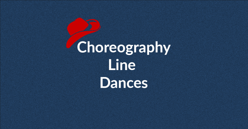 Choreography Line Dances - red cowboy hat blue background