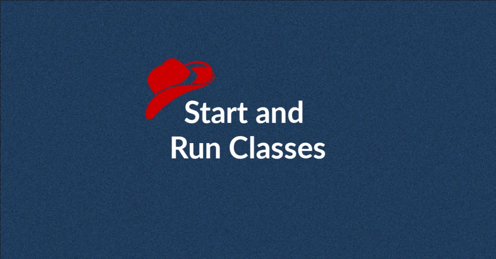 Start and Run Classes red cowboy hat blue background- Simone Pace